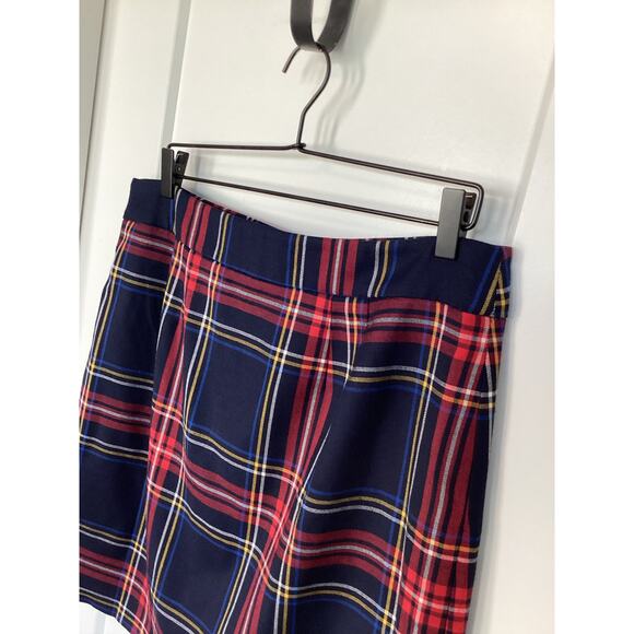 Talbots size 12 tartan A line holiday Christmas blue plaid wool blend lined - Picture 6 of 12